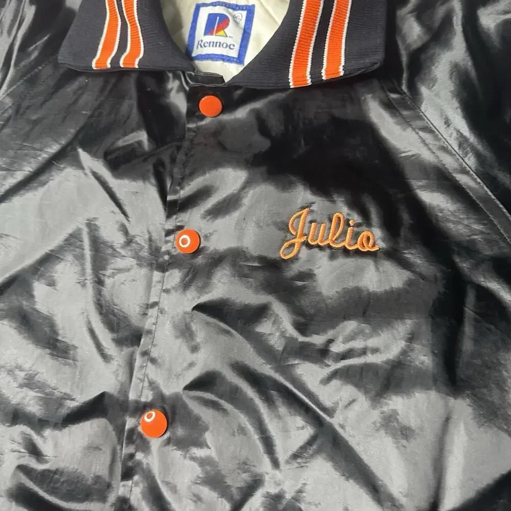 Vintage Rennoc USA Made Nylon Quilt Lined‎ Collared Jacket Men XL Spanish Club